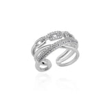 New Handmade Open Adjustable Stainless Steel Eternity Promise AAA Zirconia Crystal Rings, Trendy Fashion Jewellery