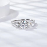 Wonderful 5 Stones Sparkling 18KGP 3.6CT All Moissanite Diamonds Rings Wedding Engagement Sterling Silver Jewellery