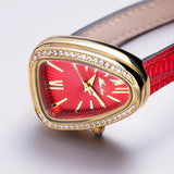 Classic Luxury Top Brand Noble Red Snake Leather Strap Bracelet Quartz Fashion Unique Watches for Woman