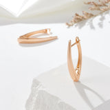 14 Karat Gold Filled Simple Glossy V Shape English Classic Jewellery Earrings For Women