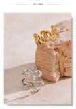 18K Gold Plated Minimalist Stainless Steel Metal Irregular Open Adjustable Ring