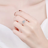 Brilliant 2 Carat D Colour VVS1 Princess Cut Moissanite Diamond Silver Ring