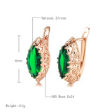 14 Karat Rolled Gold Red Green Horse Eye AAA Zircon Crystal Vintage Earrings For Women