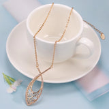 Leaf Shape Hollow Big Size 14K Filled Rose Gold Full Paved AAA Zicon Diamonds Necklaces - Party Jewellery