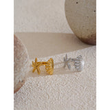 18K Gold Plated Ocean Style Stainless Steel Metal Shell Starfish Adjustable Summer Charm Ring