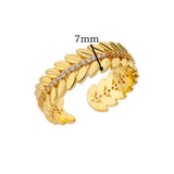 Vintage Luxury Stainless Steel Gold Colour Ears of Wheat Rings for Women - Daily Use Fashion Jewellery - The Jewellery Supermarket