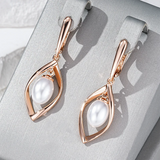 14 Karat Filled Gold Elegant Pearls Long Drop Fashion Wedding Earrings For Women