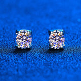 Brilliant Round Cut 2ct D Colour VVS1 Moissanite Diamonds Stud Earrings Sterling Silver Earrings Fine Jewellery - The Jewellery Supermarket