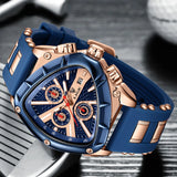 Brand New Fashion Silicone Sport Military Square Waterproof Chronograph Quartz Business Wristwatches for Men