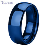 Domed Polished Finish 6MM 8MM  Shiny Tungsteng Blue Black Men Women Wedding Rings