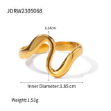 18K Plated Stainless Steel Minimalist Irregular Curve Geometric Curved Ring