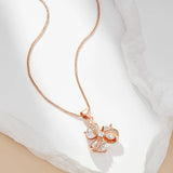 Luxury 14K Rolled Rose Gold AAA White Zircon Diamonds Flower Necklace For Women - Trendy Fine Jewelery