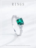 Elegant Green Emerald Cut AAAA Lab Created Diamond S925 Sterling Silver Ring