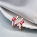14 Karat Rolled Gold Water Drop Pink AAA Zircon Crystals Stud Earrings Fashion Jewellery