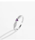 Delicate Twisted Silver Romantic Purple Heart AAAA Lab Created Diamond Ring