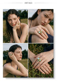 18K Gold Plated New Multi-Color Crystal Square Round Adjustable Ring Popular Jewellery