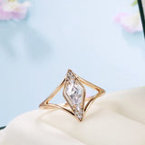 Amazing Rhombus Design Rolled Rose Gold of 14-Karat Purity AAA Zircon Diamond Ring - Fashion Fine Jewellery