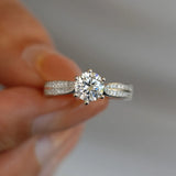 Classic GRA Certified 2CT 3CT Moissanite S925 Silver White Gold Plated Wedding Ring