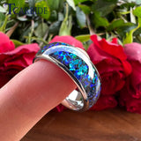 Domed Polished Bright Opal 8mm Men Women Tungsten Engagement Wedding Rings