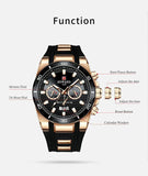 Popular Brand Fashion Business Sport Silicone Strap Luxury Date Waterproof Quartz Chronograph Watches for Men - The Jewellery Supermarket