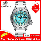 Monster 200M Waterproof NH36 Day Function Sapphire Glass Automatic Movement Steel Bezel SD1984 Steel Bracelet Watch