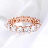 3/3.5/5mm Rose Gold Color VVS1 D Colour Moissanite Diamonds Eternity Silver Ring