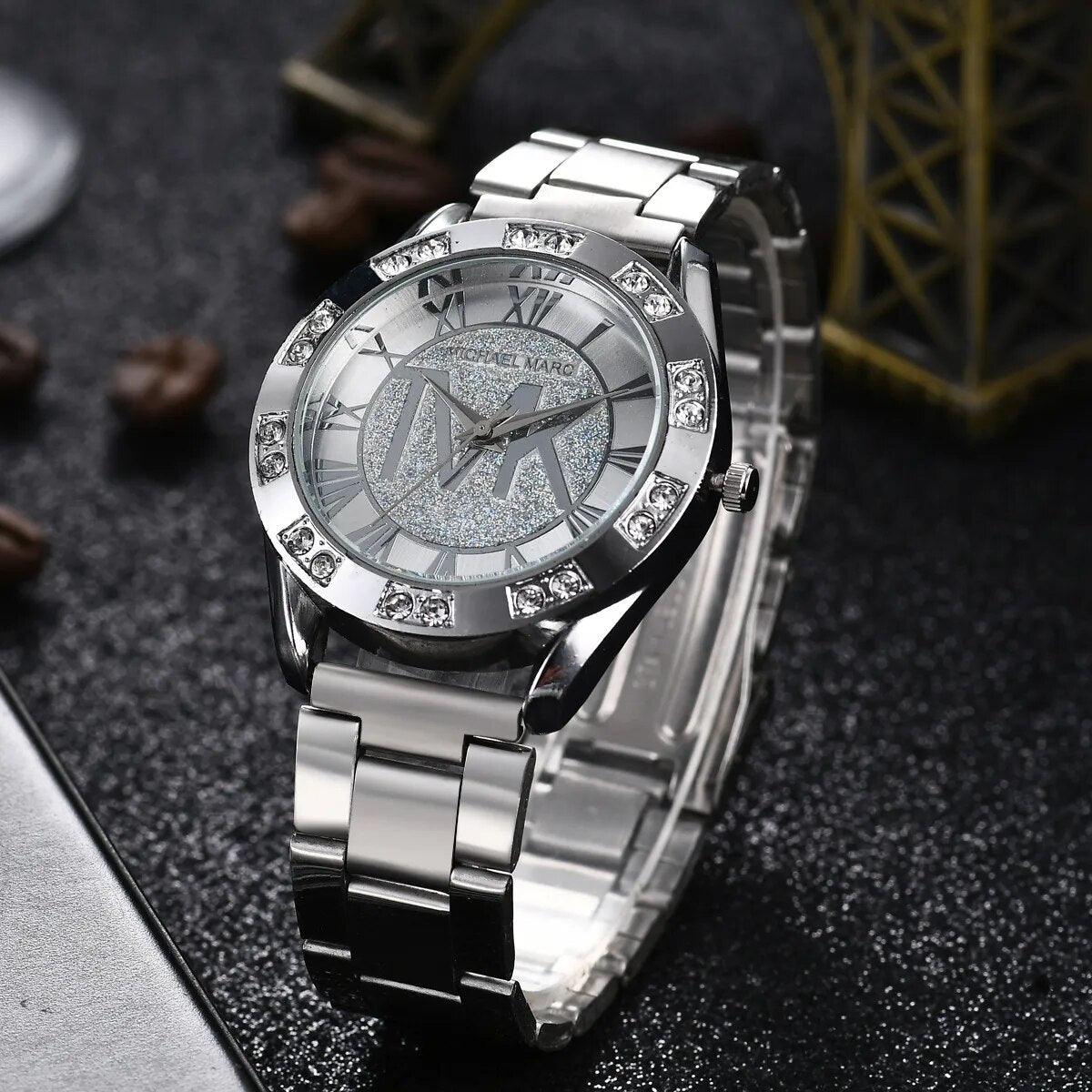New Arrival Luxury Brand Gold Stainless Steel Crystal Diamond Women Watches - Ideal Presents - The Jewellery Supermarket