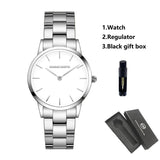 NEW Elegant Quartz Pearl Oyster Jade Stone White Shell Waterproof Ladies Full Stainless Steel Classic Wrist Watches