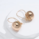 14 Karat Rolled Gold Big Glossy Ball Drop Simple Trendy Dangle One Touch Earrings