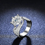 Luxury 3ct 5ct Sparkling Three Rows Moissanite Diamond Rings for Women 925 Silver Wedding Engagement Fine Jewellery