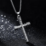 New Spiral Cross Pendant Necklace For Men Women - Stainless Steel Christian Necklace Chain Amulet Jewellery