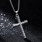 New Spiral Cross Pendant Necklace For Men Women - Stainless Steel Christian Necklace Chain Amulet Jewellery - The Jewellery Supermarket