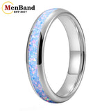 Rainbow Fire Opal Inlay 4/6/8mm Tungsten Carbide  Men Women Comfort Fit Rings