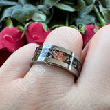 Pipe Cut Polished Finish Groove Inlay Silver Colour Men Women Tungsten Wedding Rings