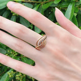 Rolled 14K Rose Gold White and Black AAA Zircon Diamonds Ring - Fashion Geometry Vintage Style Fine Jewellery