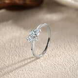 Fabulous Silver Geometric Design Sparkling Pear Cut AAAA Lab Created Diamond Rings