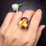 Excellent 10 Carat Natural Citrine Big Ring - 925 Silver Sterling Silver Luxury Jewellery for Women - The Jewellery Supermarket