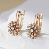 Luxury Filled Rose Gold of 14-Karat Purity Colorful AAA Zircon Crystals Flower Drop Earrings - Fine Jewellery