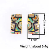 C Shaped Colourful Handmade Enamel Geometric Design Bohemia Stud Earrings