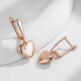 14K Rolled Gold Luxury Heart AAA Zircon Diamonds Drop Fine Jewellery Earrings for Women