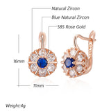 Splendid 14K Filled Gold Flower AAA Blue Zircon Diamonds Earrings High Quality Jewellery