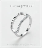 Simple Line Rectangle 925 Sterling Silver Clear AAAA Lab Created Diamonds Ring