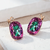 14 Karat Gold Filled Big Purple Green Gradient AAA Zircon Crystals Drop Earrings For Women