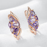 Luxury Trend 14K Filled Rose Gold Shiny Purple AAA Zircon Crystals Drop Earrings - Quality Fine Jewellery