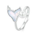 Unique Sterling Silver Rainbow Crystal Mermaid Fishtail Pearl Statement Ring