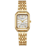 New Luxury Ladies Fashion Quartz Simple Scale Square Quality Gold PlatedStainless Steel Women Watches