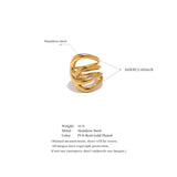 18K Gold Plated Stylish Unique Design Stainless Steel Metal Geometric Unusual Ring