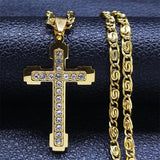 Christian Jesus Cross Religious Necklace - Gold Colour Stainless Steel Religious Pendant Necklaces Chain Jewellery - The Jewellery Supermarket