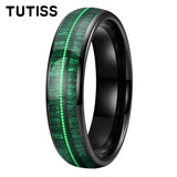 Dome Polishing Inlaid Green Wood Guitar String 6/8mm Men's Women's Tungsten Rings