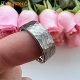I Love You Stamped 6mm 8mm Tungsten Hammer Ring for Men Women  Comfort Fit